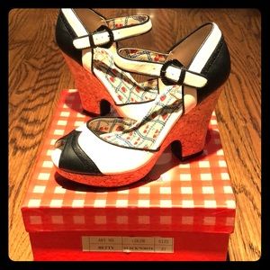 Bone and Black Cork Heel